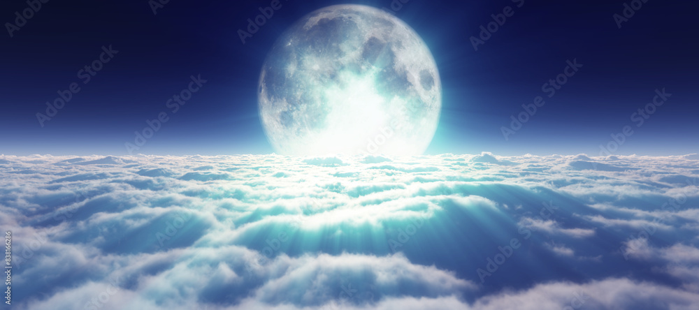 above clouds full moon illustration above clouds full moon illustration
