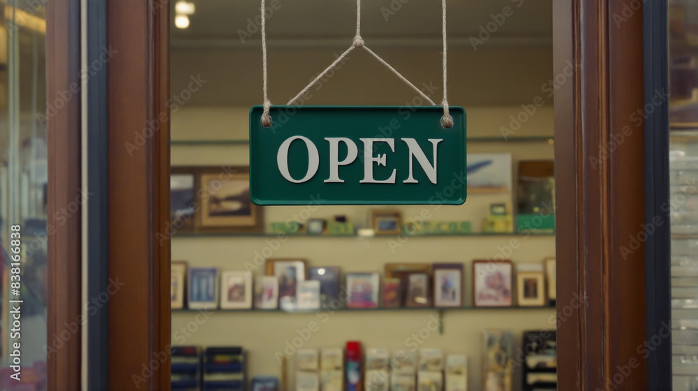 Fototapeta premium Open sign board in a shop 