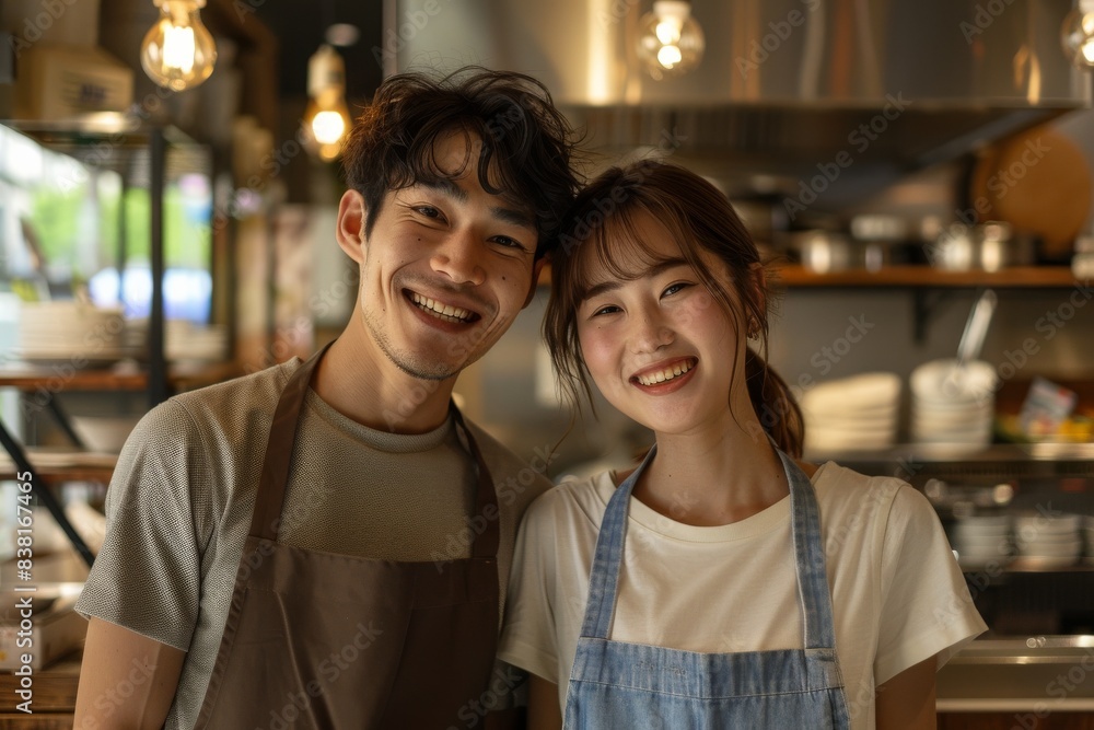 一緒にカフェを経営している夫婦(共同経営・独立・カフェ運営・珈琲) 一緒にカフェを経営している夫婦(共同経営・独立・カフェ運営・珈琲)