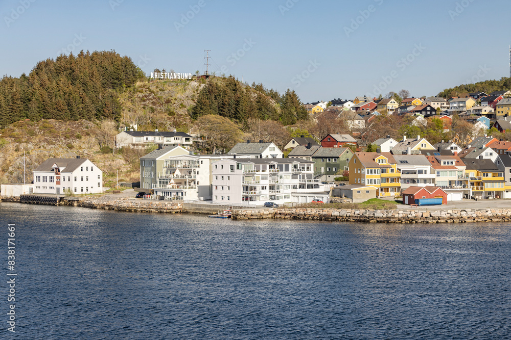 View from the coastal route Ms Nordkapp - Coastal town Kristiansund View from the coastal route Ms Nordkapp - Coastal town Kristiansund