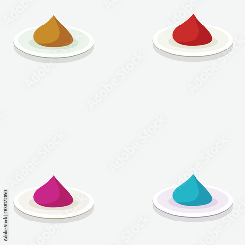 illustration of a plate with different sauces 