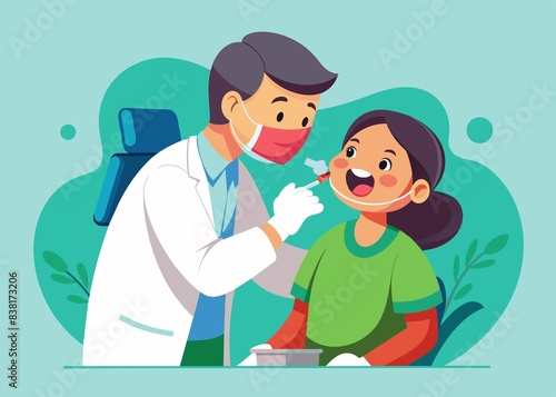 Dentistry medical checkup in hospital, doctor dentist in mask examining patient teeth