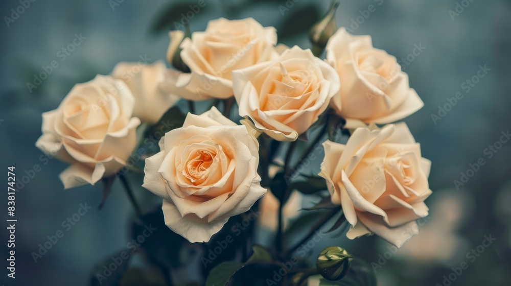 Light beige roses flower bouquet generative ai Light beige roses flower bouquet generative ai