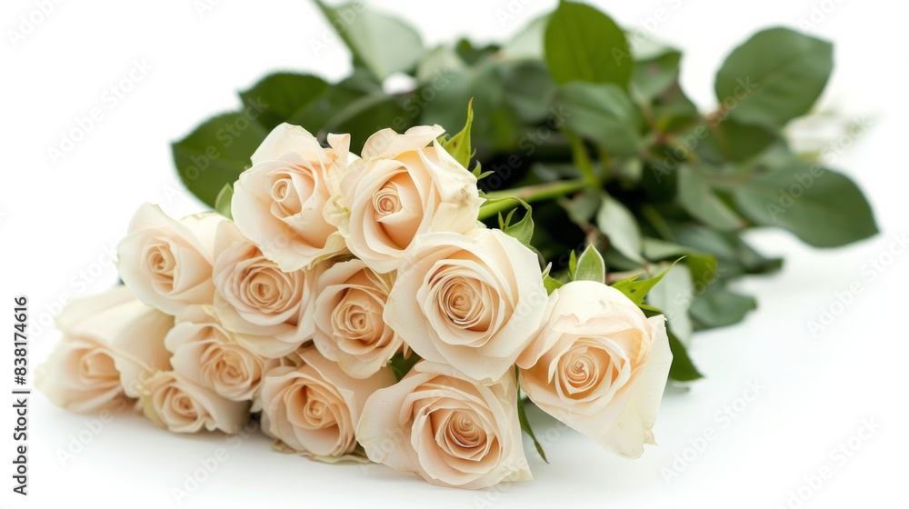 Light beige roses flower bouquet generative ai Light beige roses flower bouquet generative ai