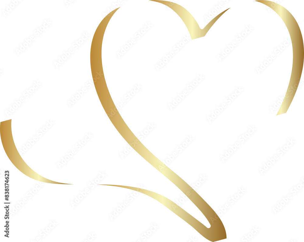 Gold heart ribbons shadow. Decoration for love, romantic Gold heart ribbons shadow. Decoration for love, romantic