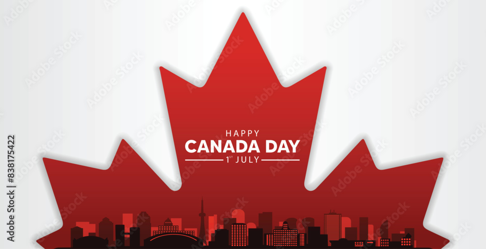 Happy Canada Day 1 July cityscape vector poster Happy Canada Day 1 July cityscape vector poster