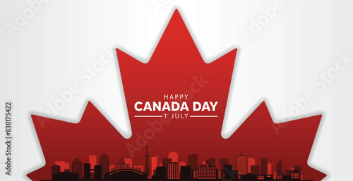 Happy Canada Day 1 July cityscape vector poster