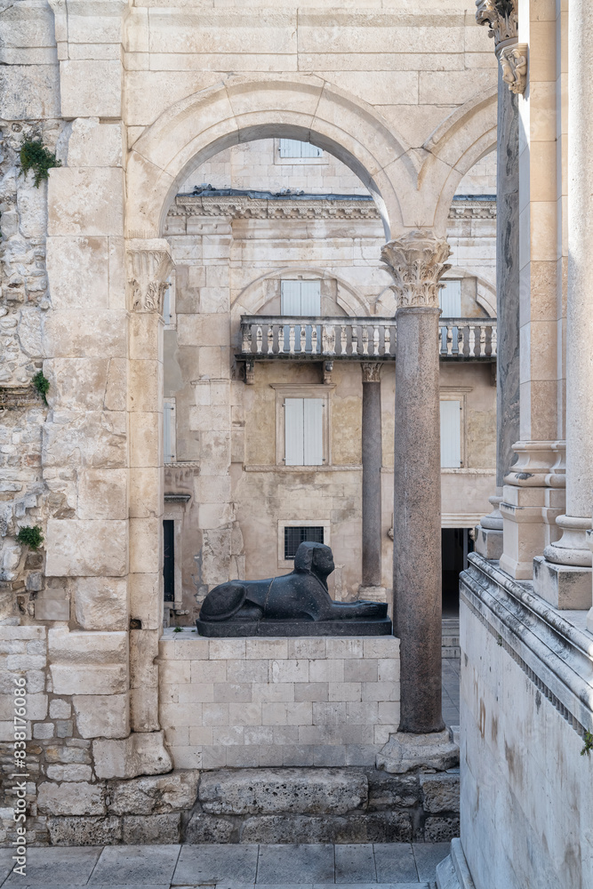 Facade details of the beautiful 3rd-4th century Roman Emperor Diocletian's palace summer residence in Split, Croatia Facade details of the beautiful 3rd-4th century Roman Emperor Diocletian's palace summer residence in Split, Croatia