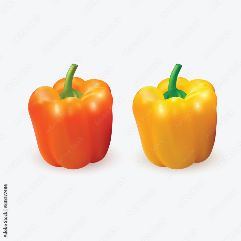 red and yellow peppers on white red and yellow peppers on white