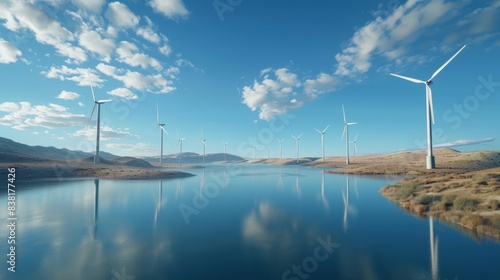 The Wind Turbines on Lake