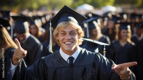 Graduation celebration by blonde haired college guy