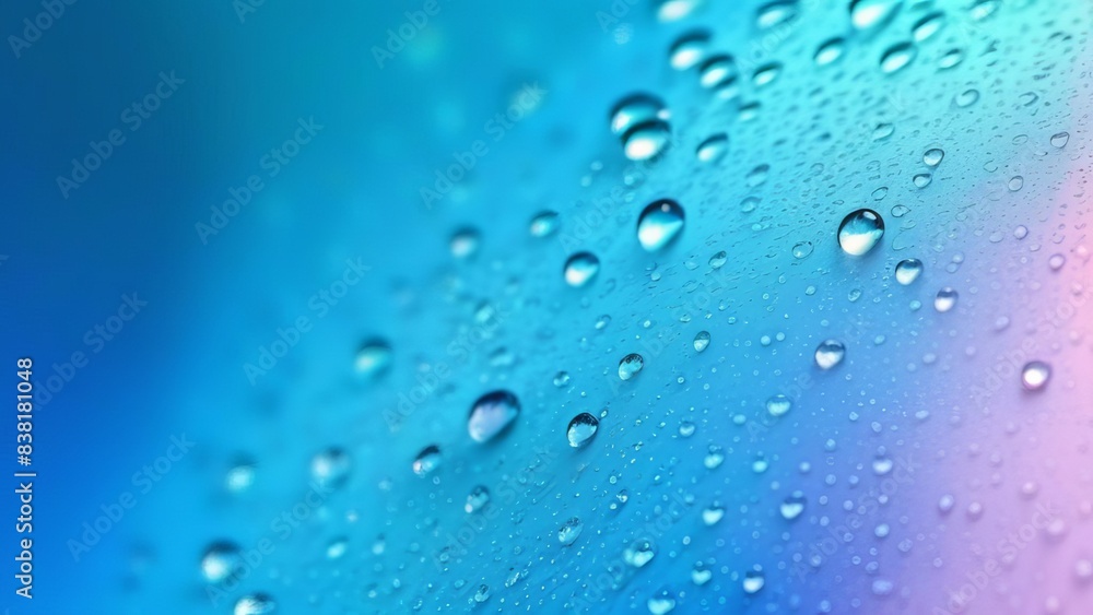 macro shot of water droplets on a smooth, gradient background transitioning from blue to purple. The droplets are evenly spaced, creating a calm and serene visual effect macro shot of water droplets on a smooth, gradient background transitioning from blue to purple. The droplets are evenly spaced, creating a calm and serene visual effect