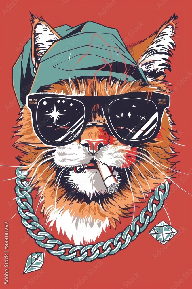 Hipster cat with sunglasses and a cap Hipster cat with sunglasses and a cap