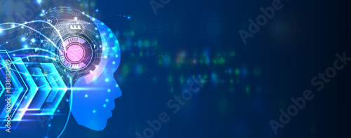 Abstract Artificial intelligence. Cloud computing. Machine learning. Technology web background. Virtual concept futuristic background. Vector art.