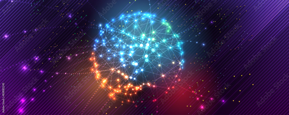 Obraz premium Abstract Artificial intelligence. Cloud computing. Machine learning. Technology web background. Virtual concept futuristic background. Vector art.