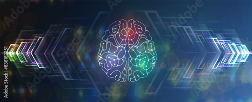 Abstract Artificial intelligence. Cloud computing. Machine learning. Technology web background. Virtual concept futuristic background. Vector art.