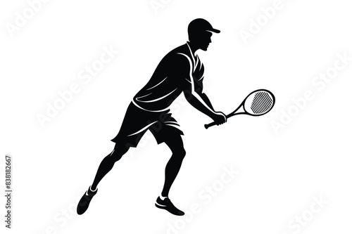 A tennis player man and woman silhouette sports people design elements