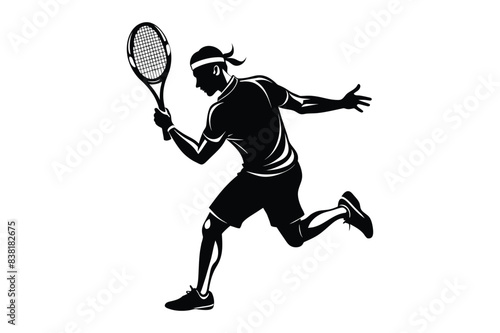 A tennis player man and woman silhouette sports people design elements