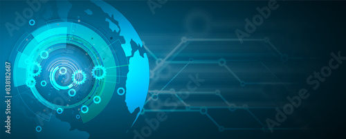 Abstract Artificial intelligence. Cloud computing. Machine learning. Technology web background. Virtual concept futuristic background. Vector art.