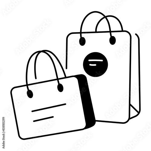 Latest hand drawn icon of shopping bags 