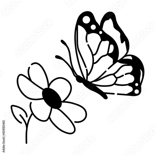 Beautifully designed doodle icon showing flower nectar 