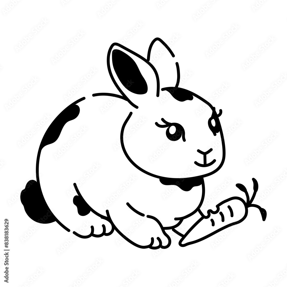 Get this doodle icon of rabbit eating carrot Get this doodle icon of rabbit eating carrot