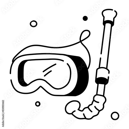 Trendy doodle icon of scuba mask 
