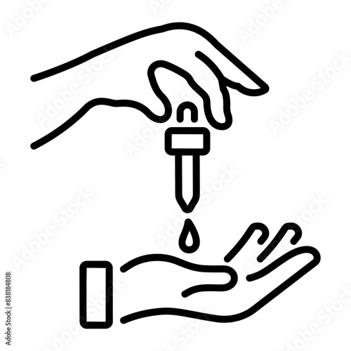 Trendy linear style icon of serum dropper 
