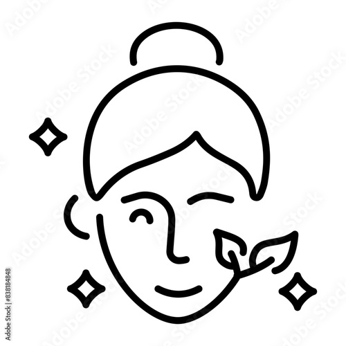 Handy line style icon depicting glowing skin 