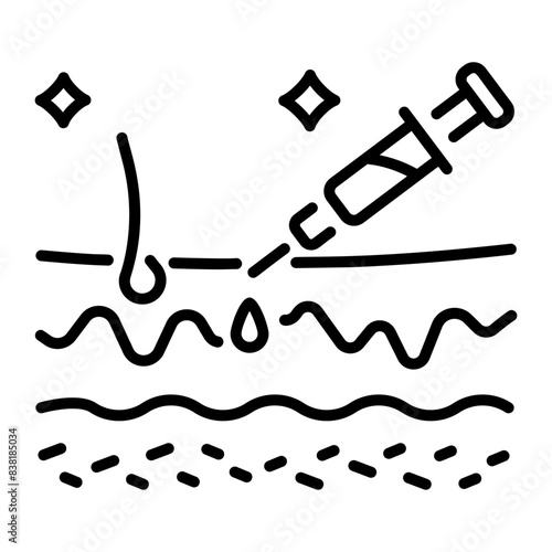 A scalable line style icon of follicle injection 