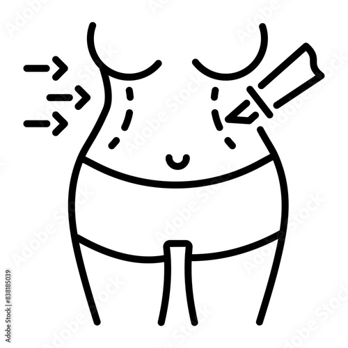 Easy to use line icon showing abdominoplasty 