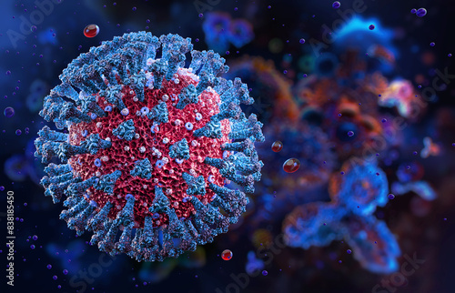 New SARS-CoV-2 covid virus FLiRT variant disease. Coronavirus COVID-19 new contagious strain FLiRT recombinant mutation infection, corona subvariant virus evolution. Vaccine efficacy, PCR antigen 3D photo