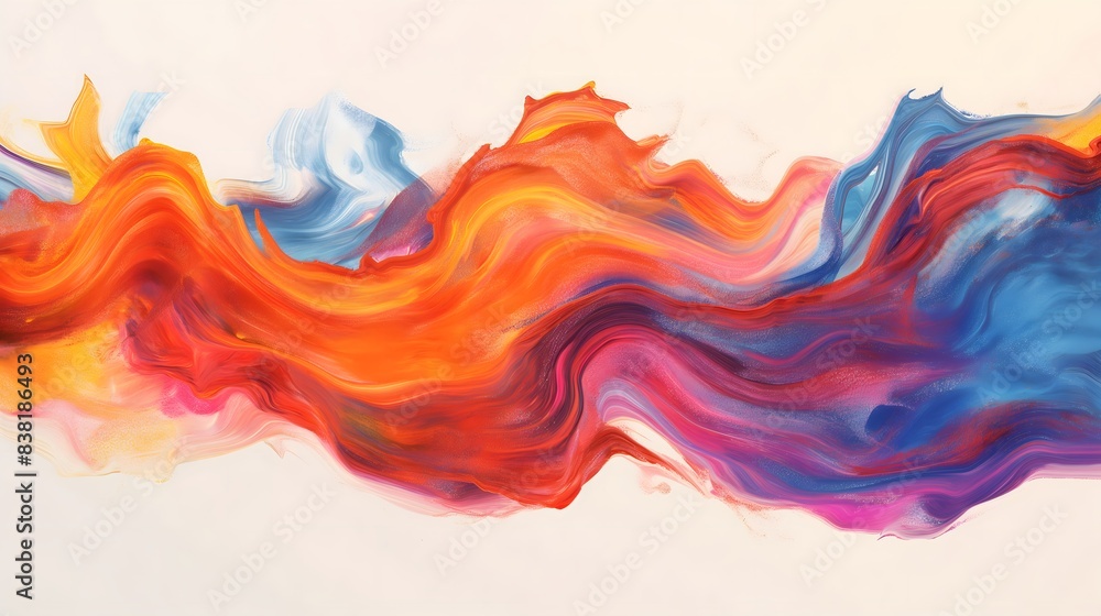 7. Picture an evocative visualization of an abstract wave of paint unfolding on a blank canvas, its dynamic movement and expressive brushwork capturing the essence of creativity and inspiration,