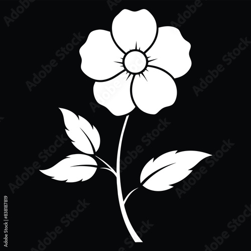 Wild prairie rose vector silhouette