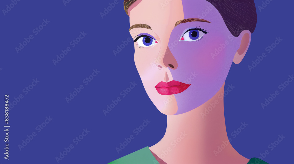 A stylized digital portrait of a woman with a patterned top, set against a purple background with bold shadows.
A stylized digital portrait of a woman with a patterned top, set against a purple background with bold shadows.