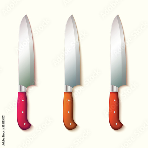 3 knives isolated on white