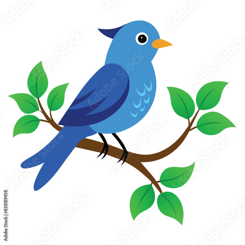Beautiful blue bird on a tree branch vector illustration  © Chayon Sarker