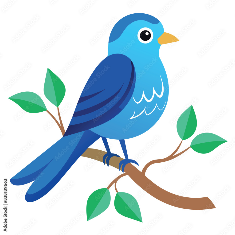 Beautiful blue bird on a tree branch vector illustration Beautiful blue bird on a tree branch vector illustration