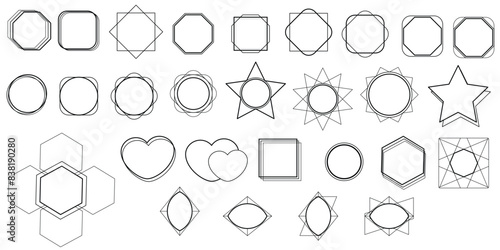 A set of frames, can be used as buttons. In lines. Vector illustration.