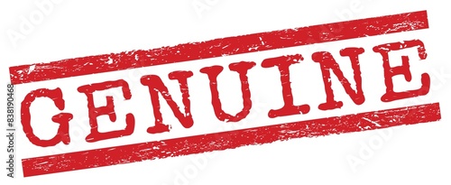 GENUINE text on red lines stamp sign.