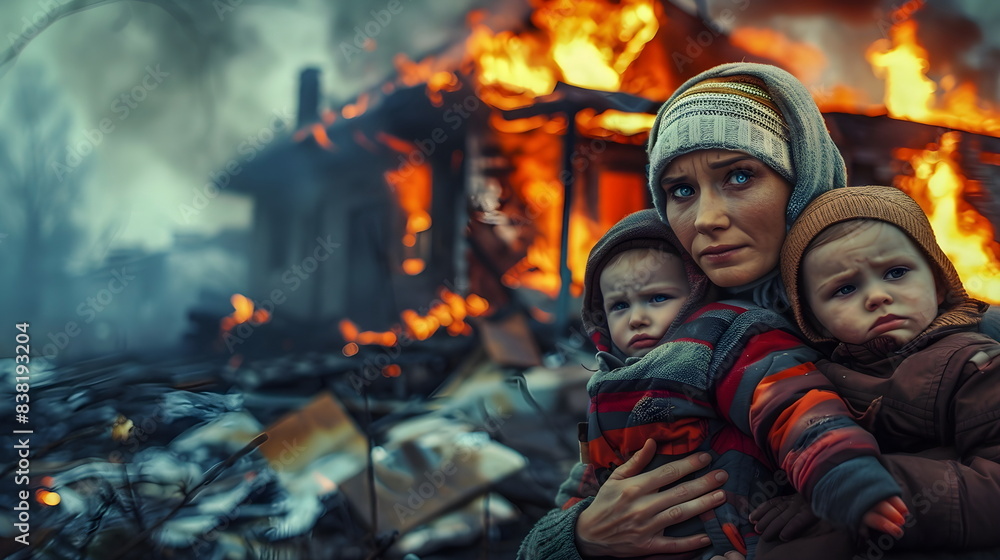 Mother Children Embrace Surviving House Fire Tragedy Mother Children Embrace Surviving House Fire Tragedy