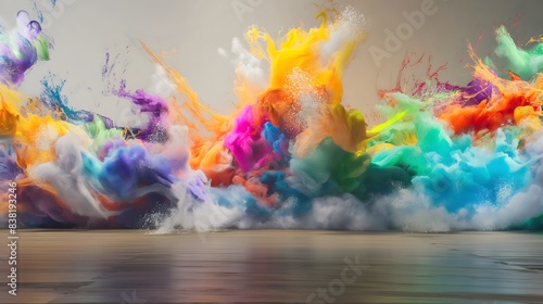 2. Imagine a dynamic scene where a wave of colorful paint cascades across a blank canvas  its fluid movement creating a mesmerizing display of creativity and expression  depicted in an evocative