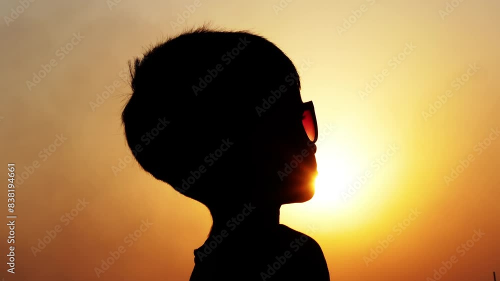 A little boy wears sunglasses to protect her from the harsh sun. A little boy wears sunglasses to protect her from the harsh sun.