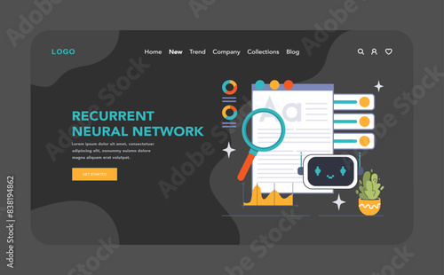 Recurrent Neural Network concept. Flat vector illustration