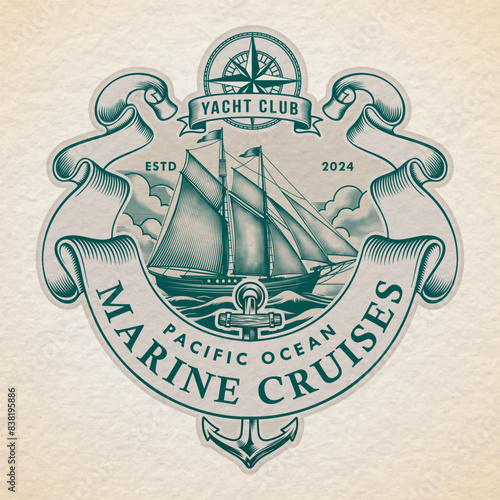 Marine Yacht Club Logo Anchor Nautical retro emblem logo