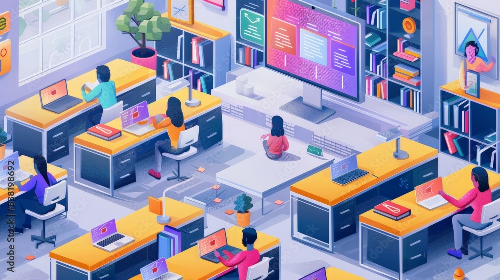 Virtual Education Platform: Illustrate a virtual education platform with online classes, interactive learning tools Virtual Education Platform: Illustrate a virtual education platform with online classes, interactive learning tools