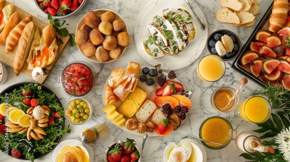 Delightful Gourmet Brunch Spread with Mimosas and an Array of Delectable Pastries Delightful Gourmet Brunch Spread with Mimosas and an Array of Delectable Pastries