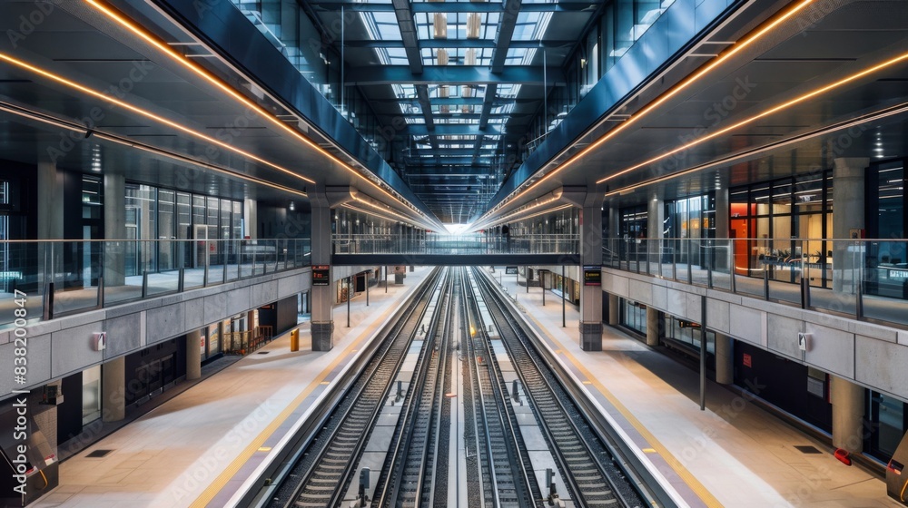 Major railway project in London, featuring new railway lines and stations, showcasing sleek, modern design in a bustling urban environment, emphasizing transportation efficiency. Major railway project in London, featuring new railway lines and stations, showcasing sleek, modern design in a bustling urban environment, emphasizing transportation efficiency.