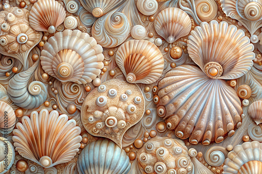 background with a seashell texture, showcasing intricate patterns and pearly tones background with a seashell texture, showcasing intricate patterns and pearly tones