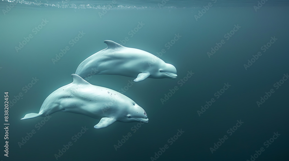 Obraz premium Beluga Whales, the beauty of white in the water
